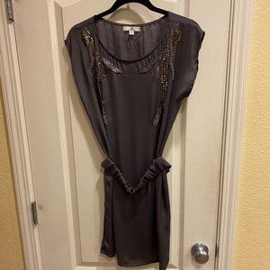 Ya Los Angeles Gray & Silver Beaded Cocktail Dress